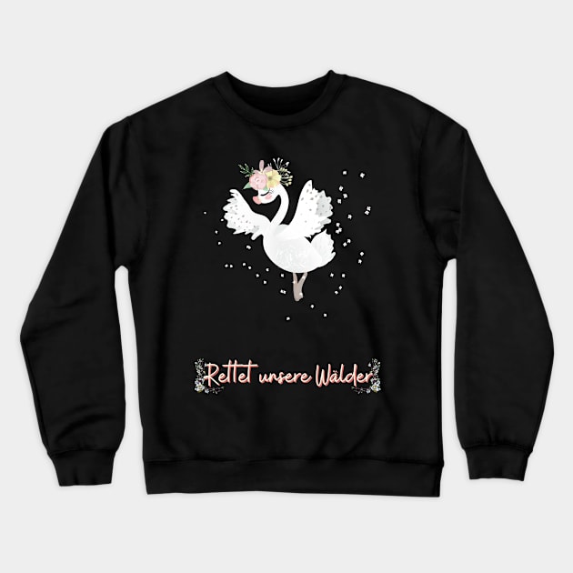 Schwan Tanz Wald Retten Prinzessin Blumen Süß Crewneck Sweatshirt by Maggini Art